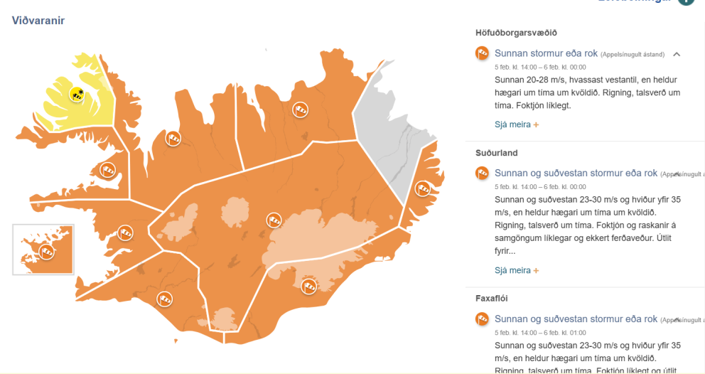 Appelsínugul veðurviðvörun