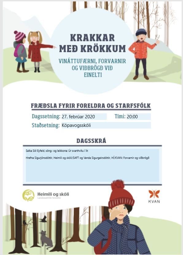 Krakkar með krökkum - fræðsla fyrir foreldra og starfsfólk 27. febrúar kl. 20:00