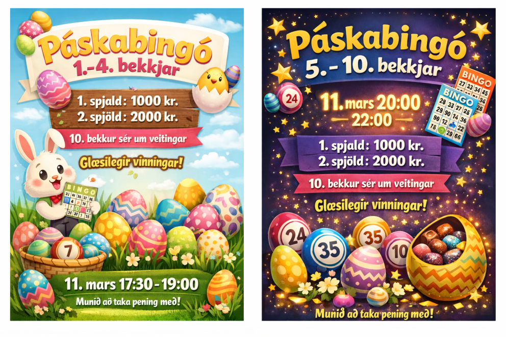 Páskabingó 10. bekkjar og Kjarnans