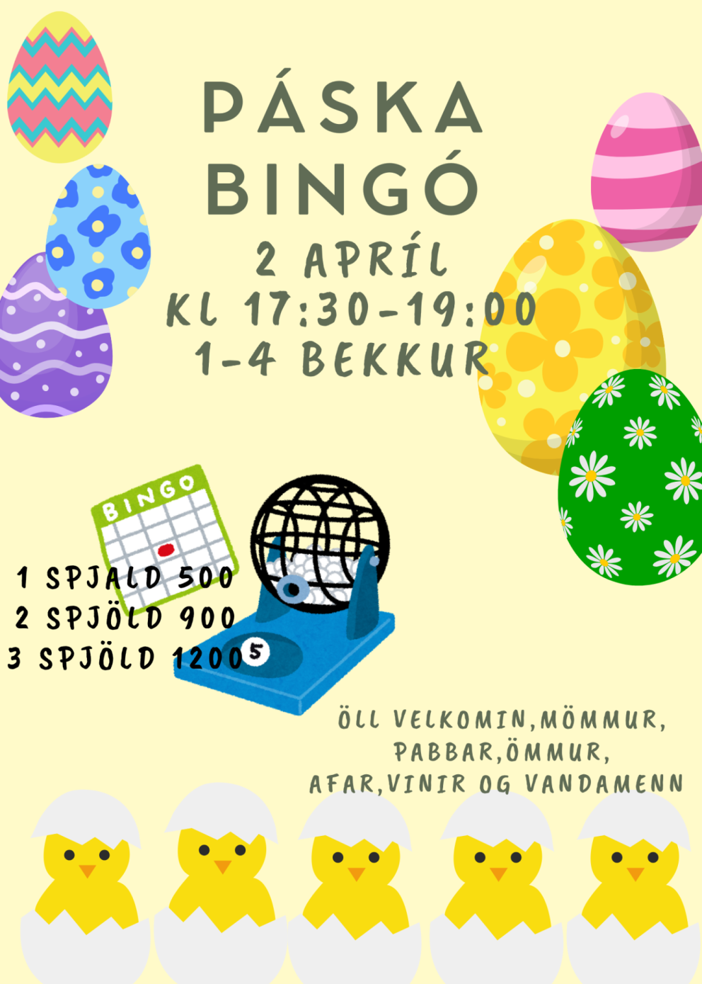 Páskabingó 10. bekkjar og Kjarnans