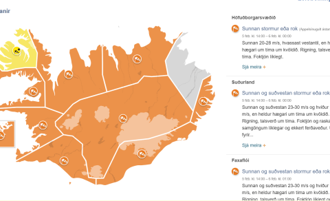 Appelsínugul veðurviðvörun