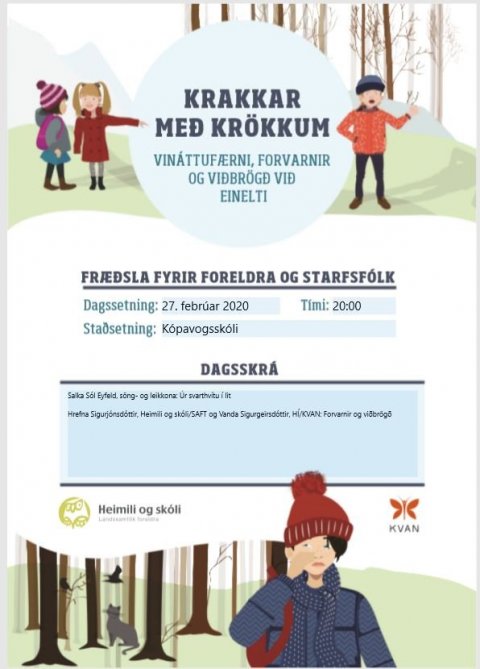 Krakkar með krökkum - fræðsla fyrir foreldra og starfsfólk 27. febrúar kl. 20:00
