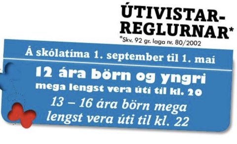 Útivistareglur sem gilda frá 1. september